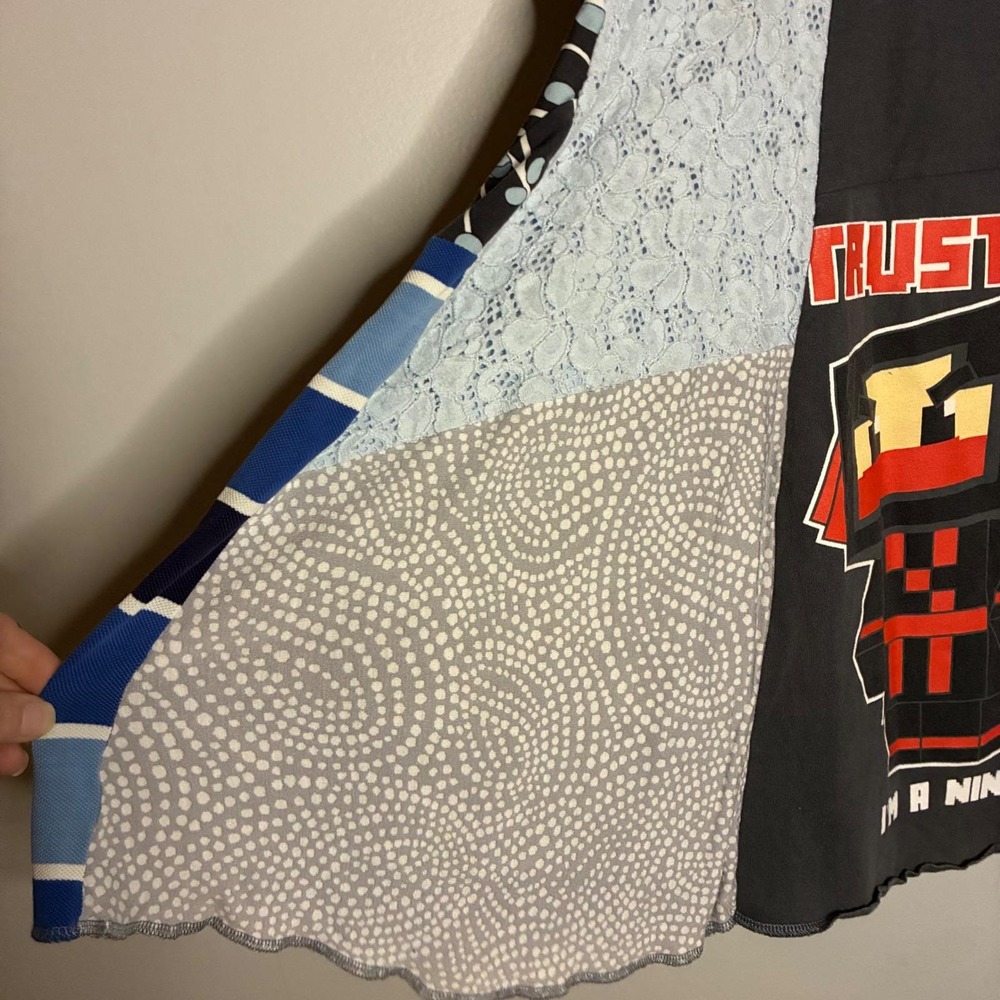 Upcycled Patchwork Skirt One of a Kind SpongeBob Minecraft Ninja Artwear Boho - Picture 8 of 9